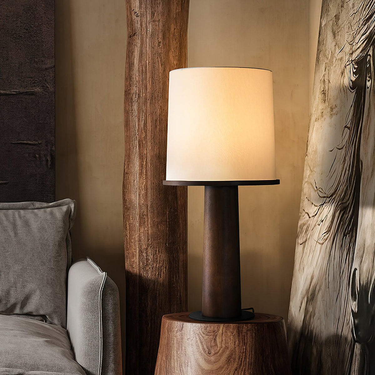 Vesper Minimalist Wood Table Lamp – Two Sizes, Dimmable