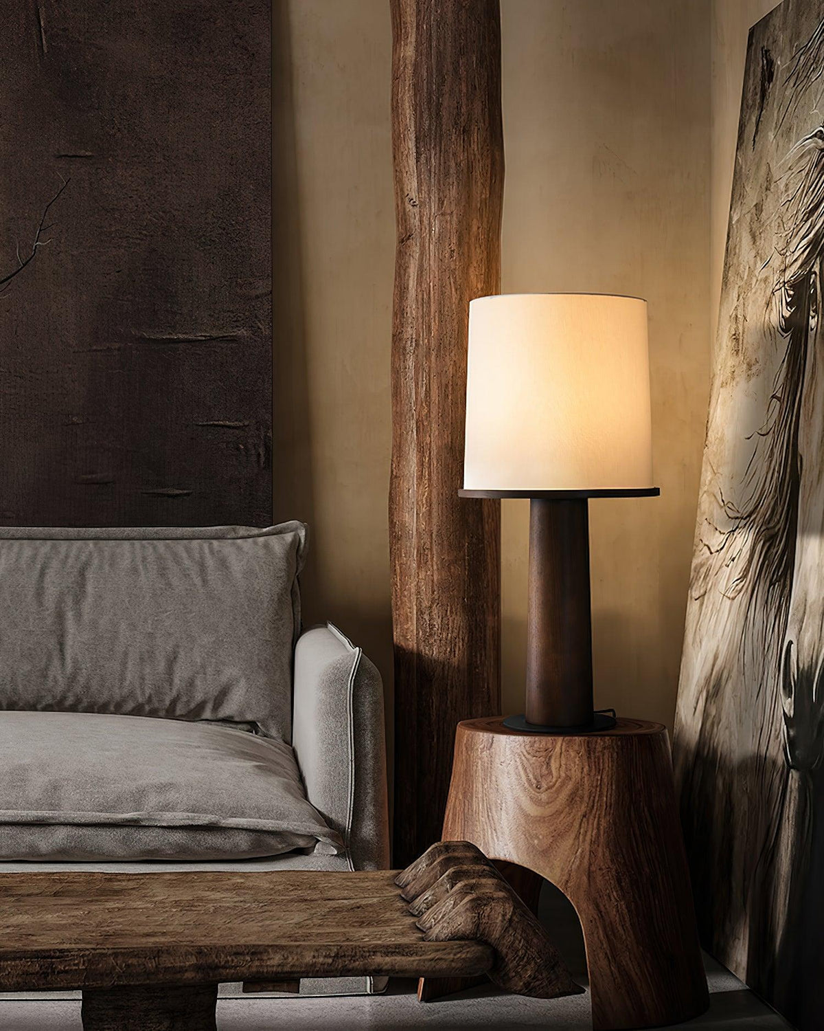 Vesper Minimalist Wood Table Lamp – Two Sizes, Dimmable