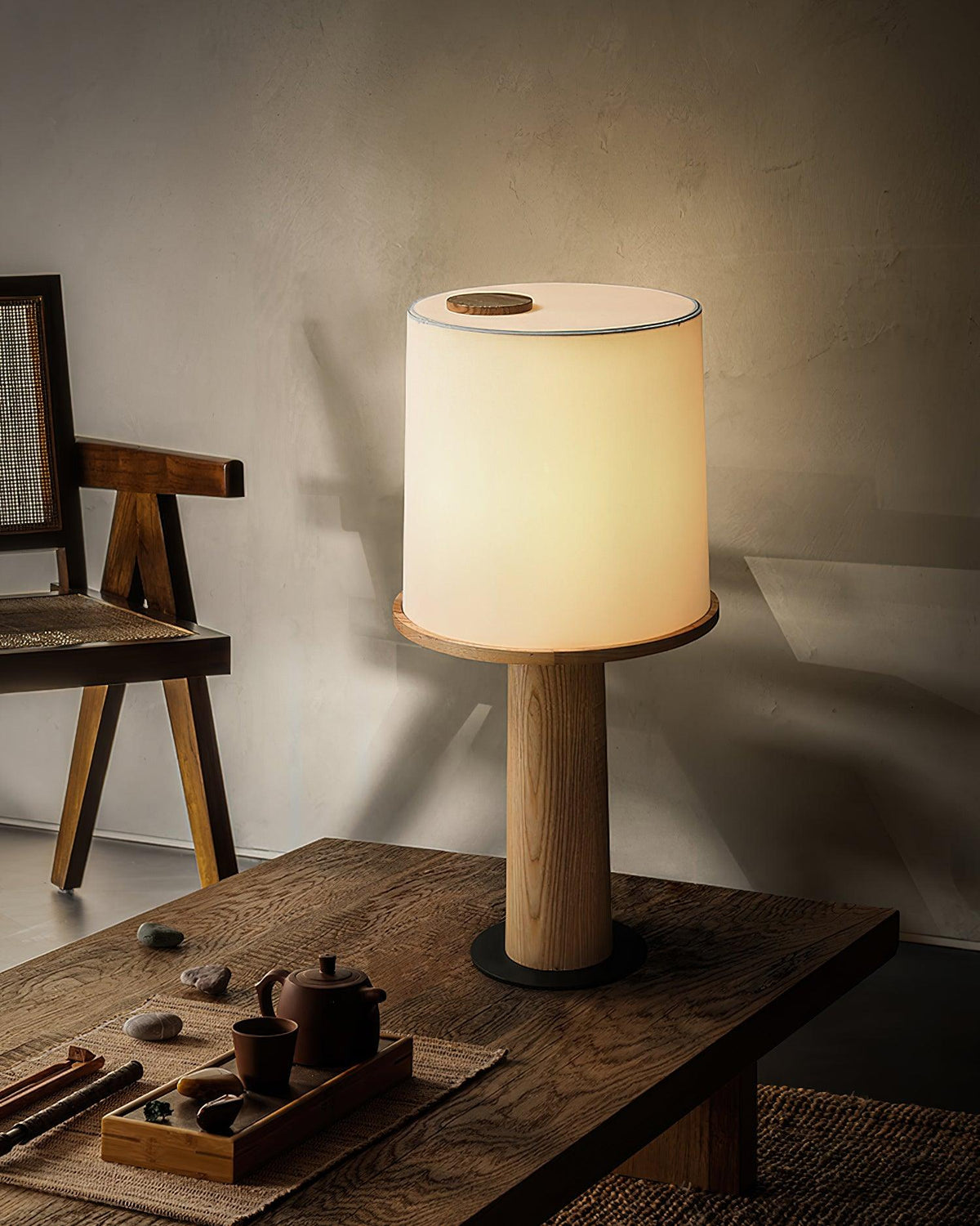 Vesper Minimalist Wood Table Lamp – Two Sizes, Dimmable