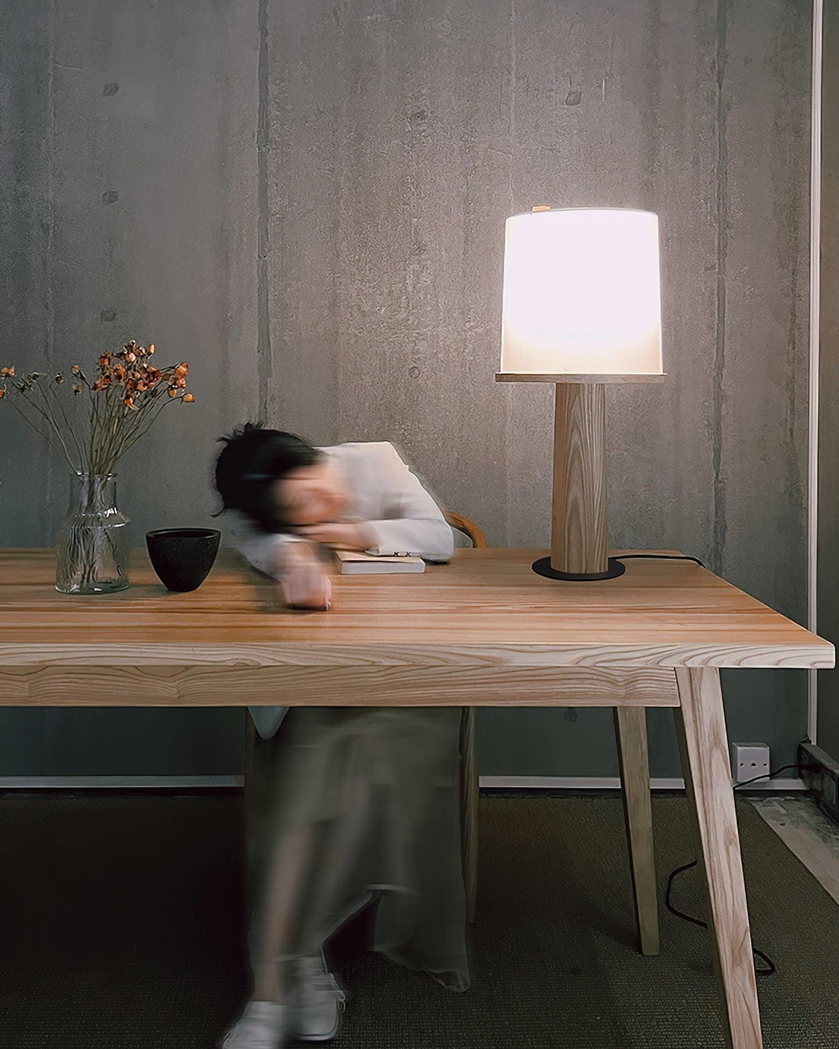 Vesper Minimalist Wood Table Lamp – Two Sizes, Dimmable
