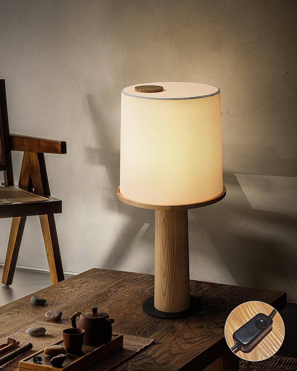 Vesper Minimalist Wood Table Lamp – Two Sizes, Dimmable