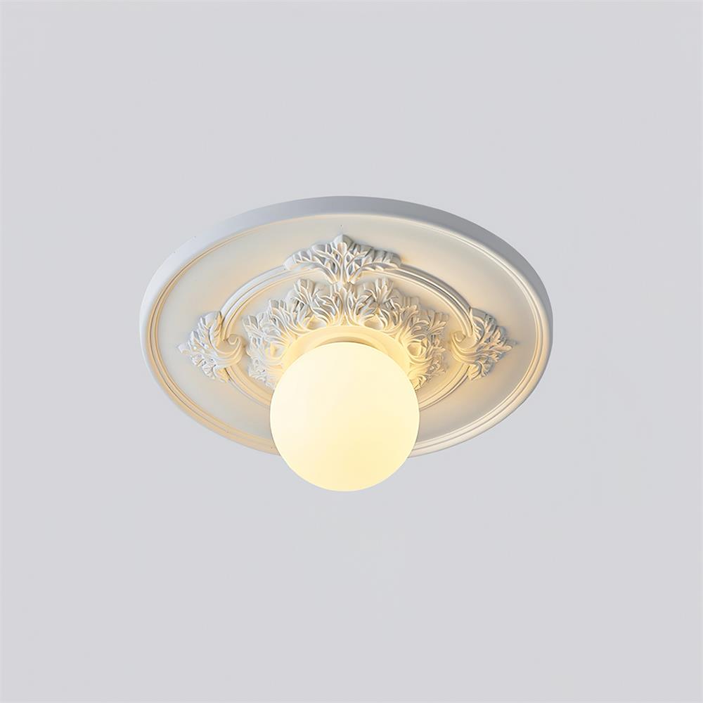 Ivorelle vintage taklampe med utskårne kuler, G9-sokkel
