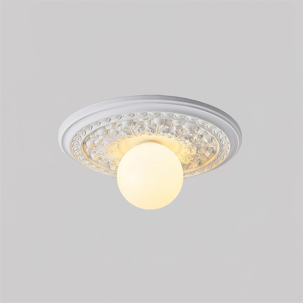 Ivorelle vintage taklampe med utskårne kuler, G9-sokkel