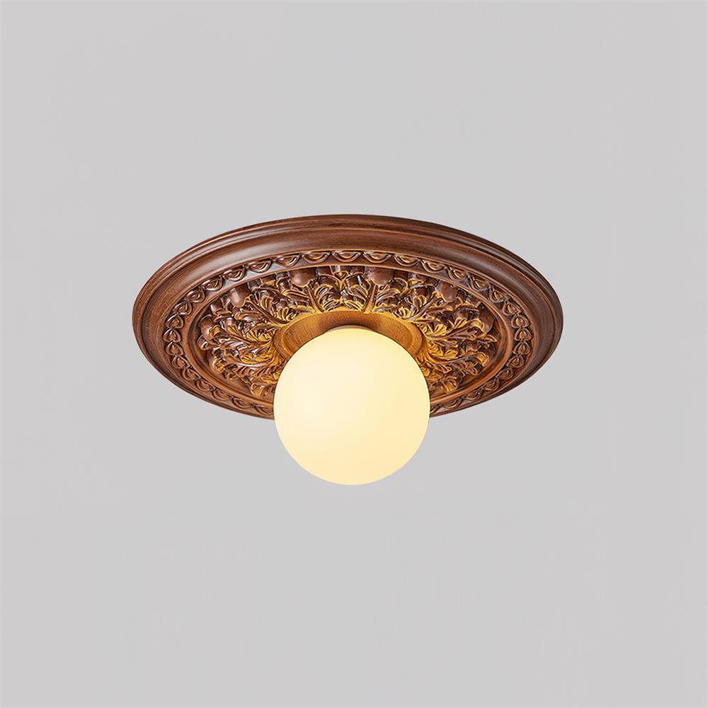 Ivorelle vintage taklampe med utskårne kuler, G9-sokkel