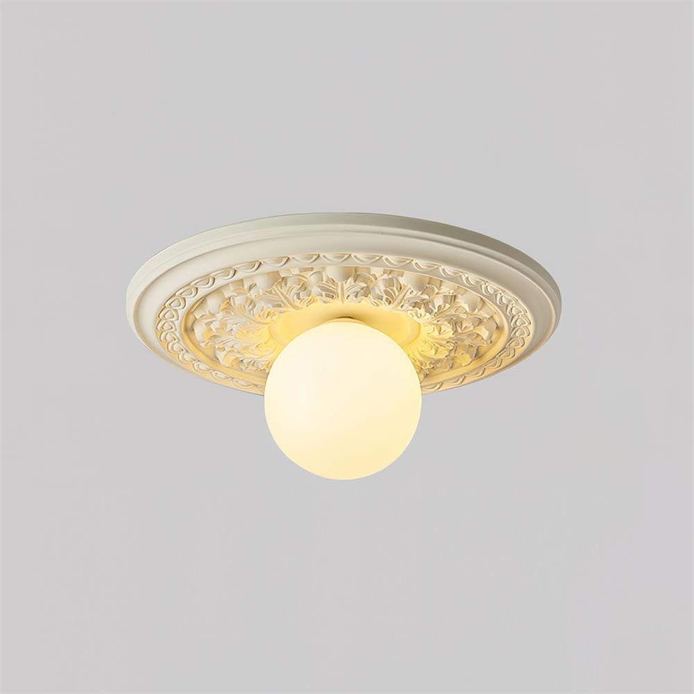 Ivorelle vintage taklampe med utskårne kuler, G9-sokkel
