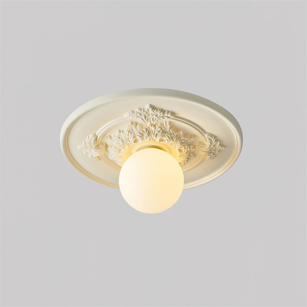 Ivorelle vintage taklampe med utskårne kuler, G9-sokkel