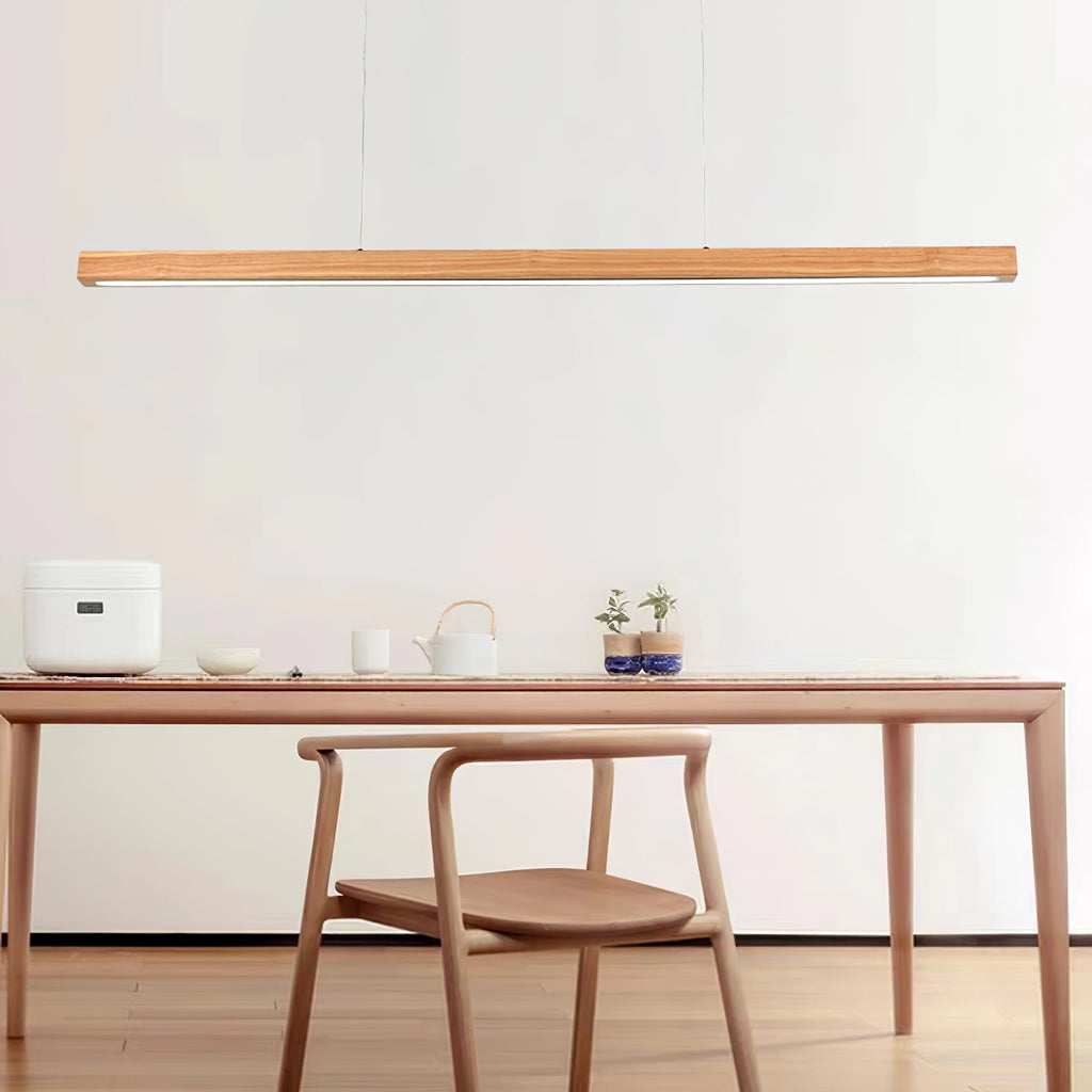 Höhenverstellbare lineare Holz-Pendelleuchte