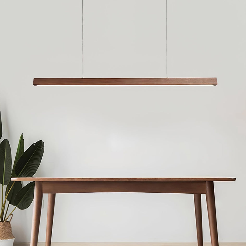 Höhenverstellbare lineare Holz-Pendelleuchte