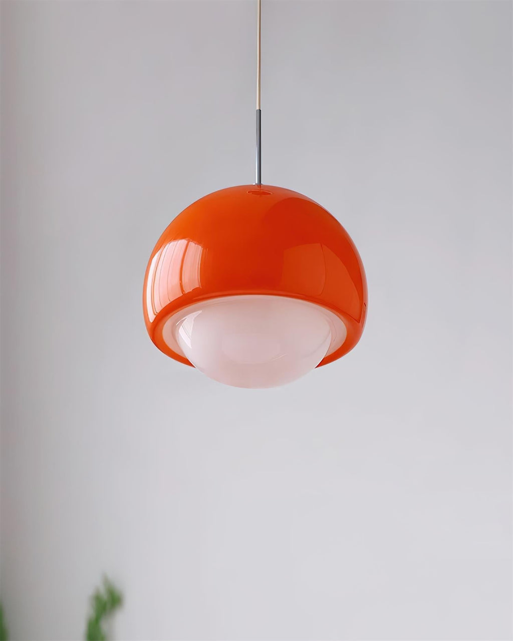 Lampă suspendată retro-modernă cu glob din sticlă — diametru de 8.6 Inch, roșu-portocaliu și alb