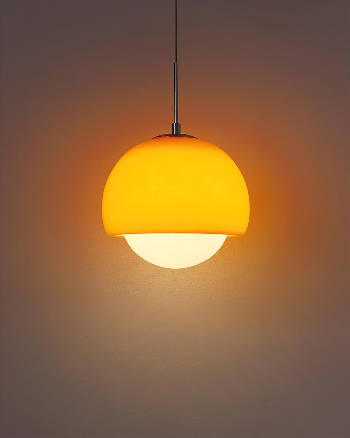 Lampă suspendată retro-modernă cu glob din sticlă — diametru de 8.6 Inch, roșu-portocaliu și alb