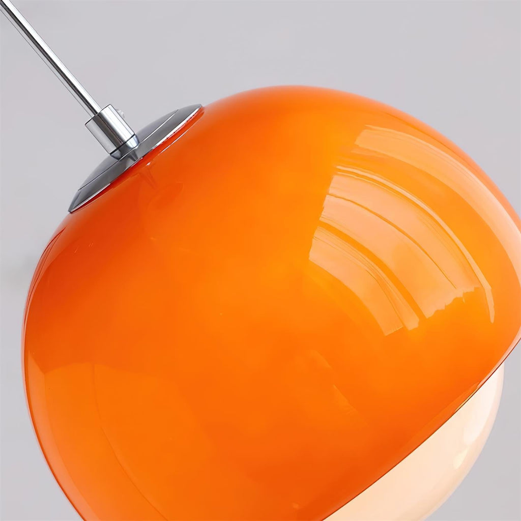Lampă suspendată retro-modernă cu glob din sticlă — diametru de 8.6 Inch, roșu-portocaliu și alb