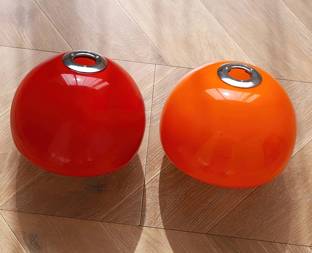 Lampă suspendată retro-modernă cu glob din sticlă — diametru de 8.6 Inch, roșu-portocaliu și alb