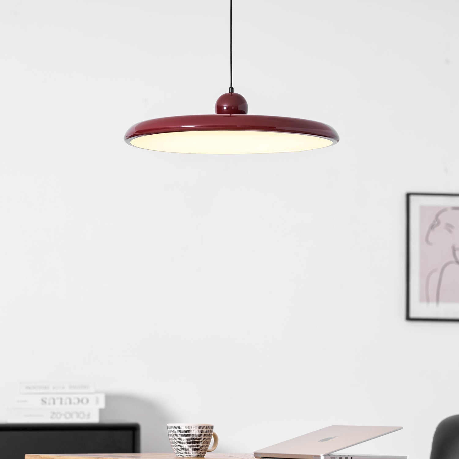 Lampada a sospensione Lola — lampada da soffitto rotonda e minimalista, luce soffusa