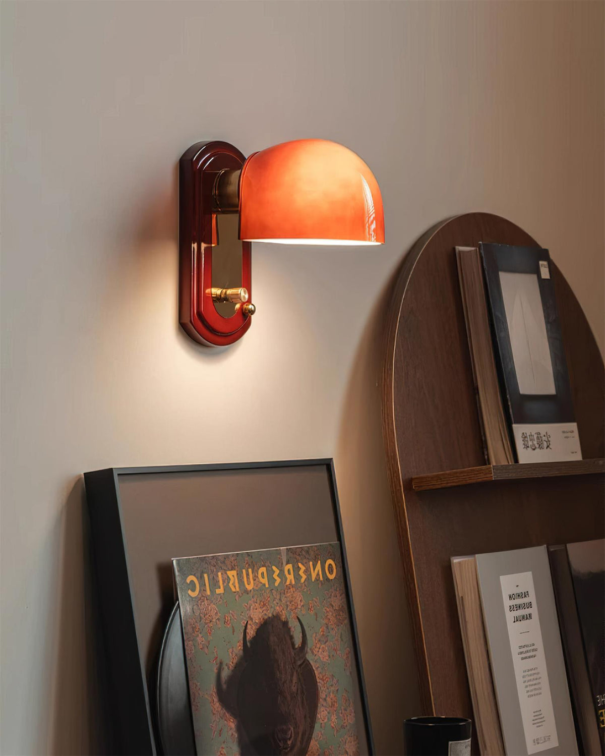 Marcellia Wall Lamp — 14cm x 21cm, Gold, Red