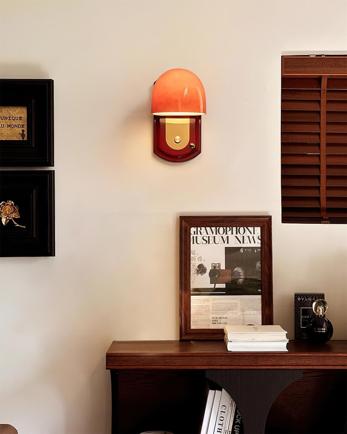 Marcellia Wall Lamp — 14cm x 21cm, Gold, Red