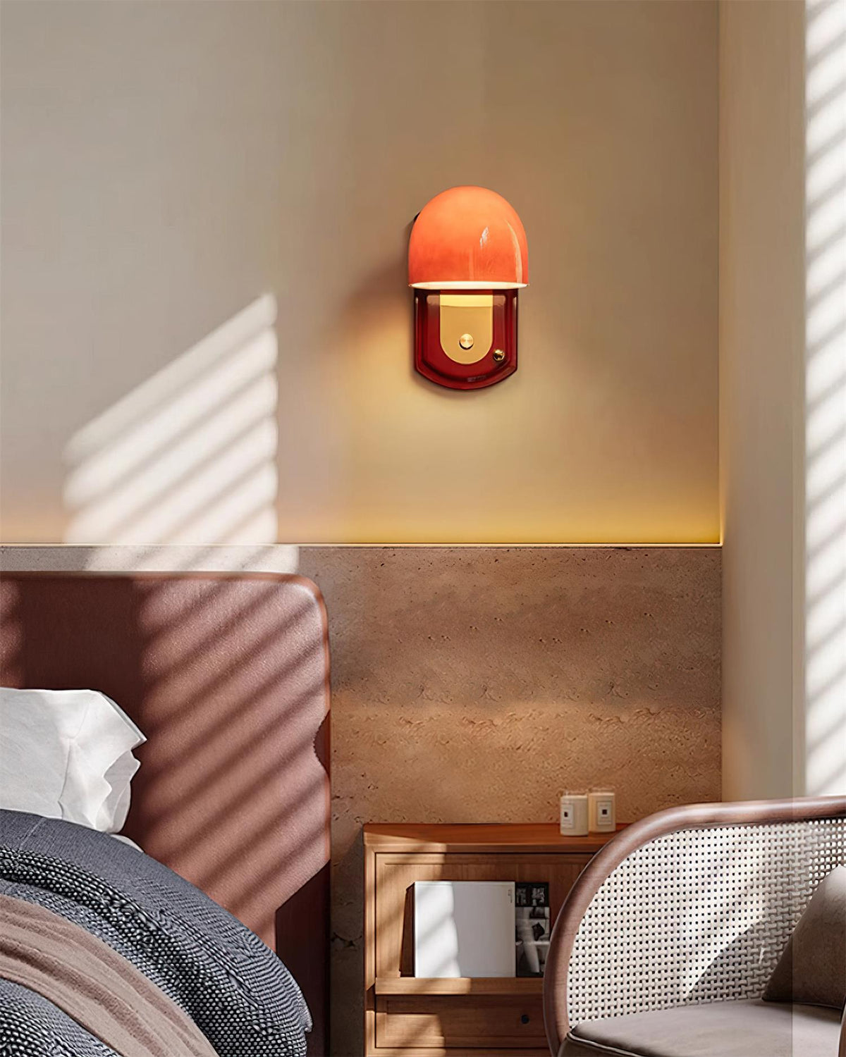Marcellia Wall Lamp — 14cm x 21cm, Gold, Red