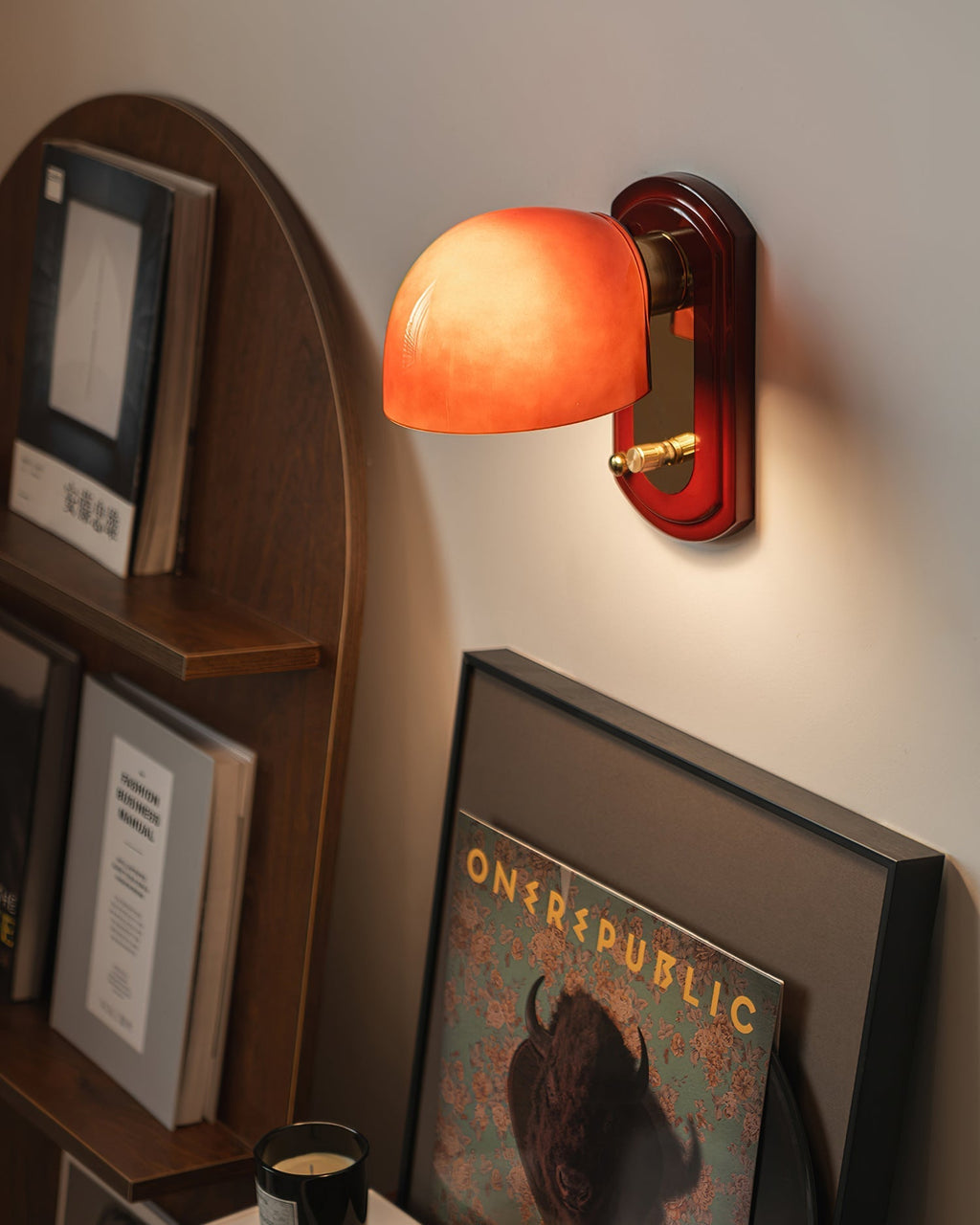 Marcellia Wall Lamp — 14cm x 21cm, Gold, Red