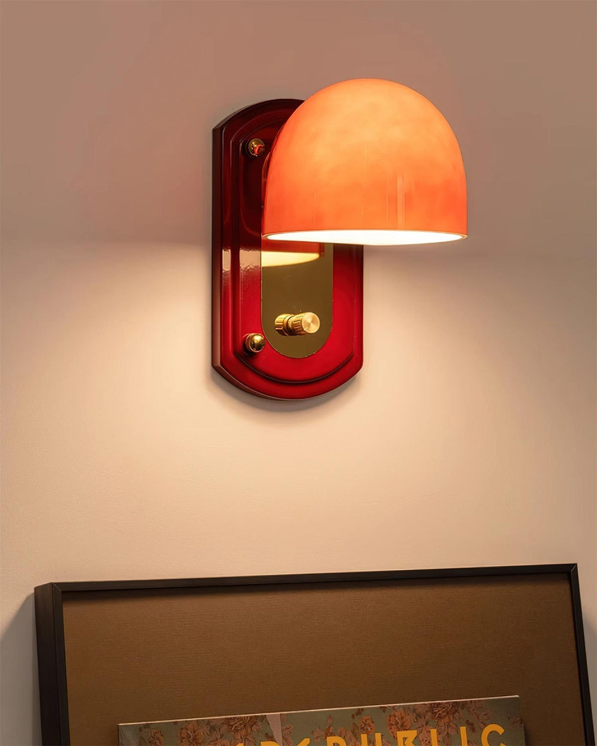 Marcellia Wall Lamp — 14cm x 21cm, Gold, Red