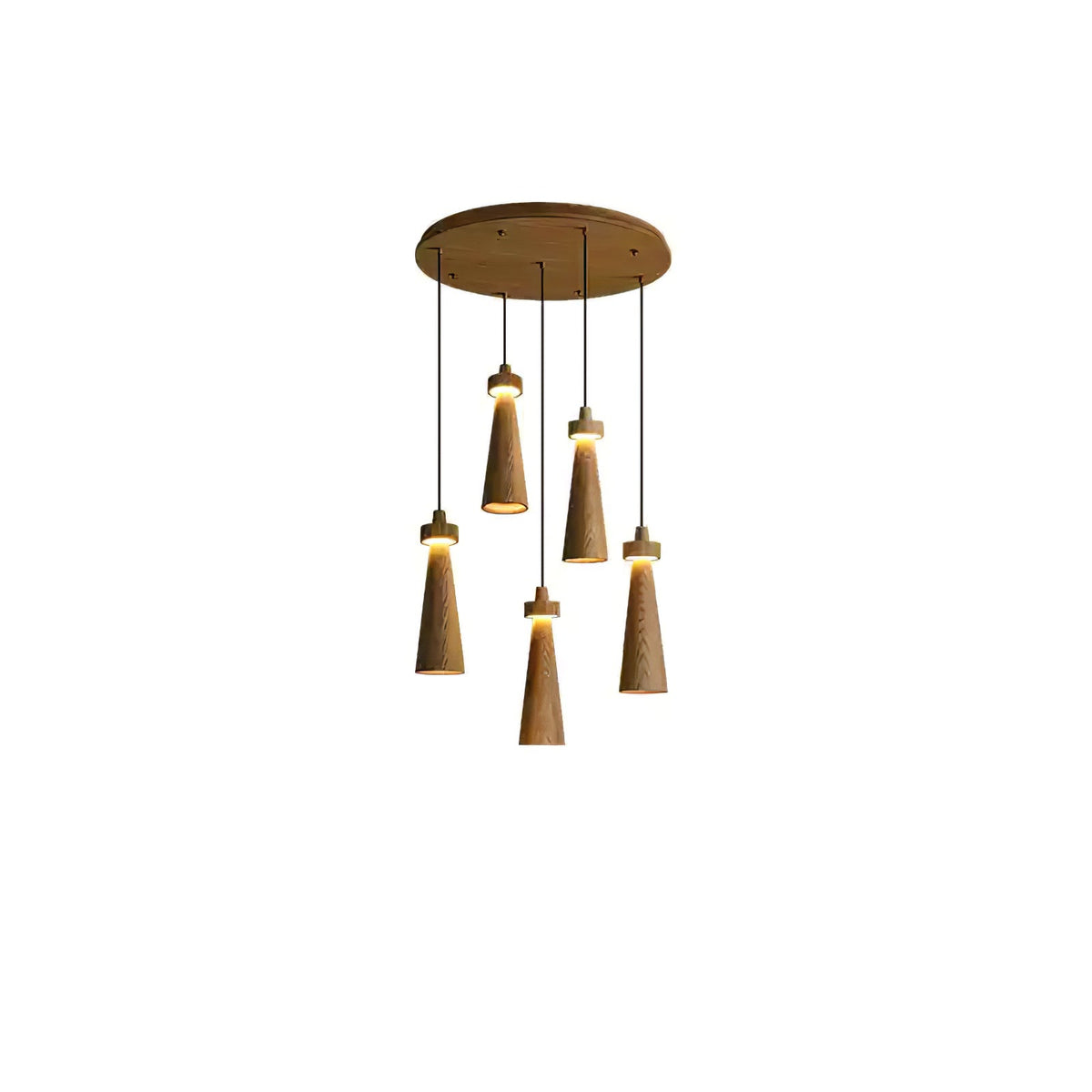 Minimalist Tapered Wood Pendant Light — Integrated LED, 9cm Diameter