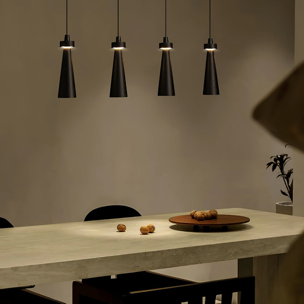 Minimalist Tapered Wood Pendant Light — Integrated LED, 9cm Diameter