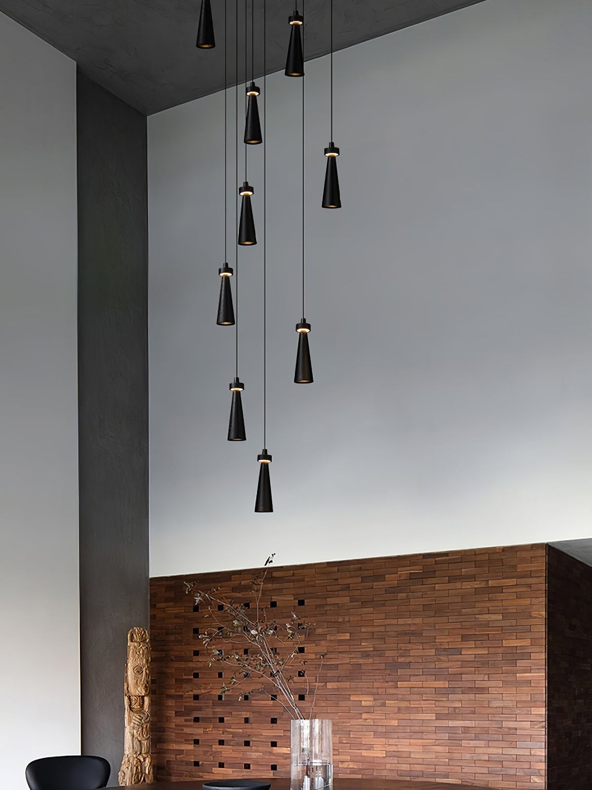 Minimalist Tapered Wood Pendant Light — Integrated LED, 9cm Diameter