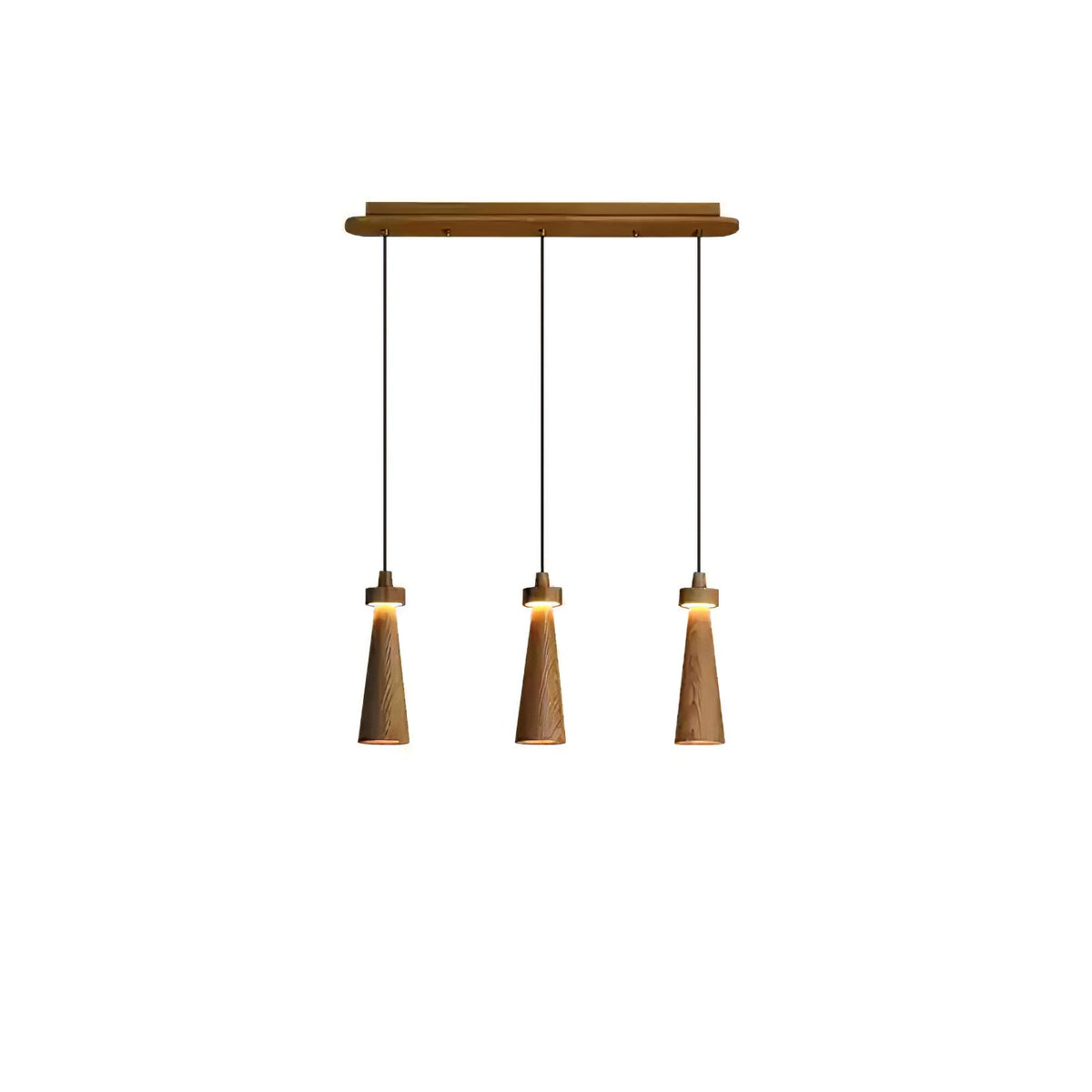 Minimalist Tapered Wood Pendant Light — Integrated LED, 9cm Diameter