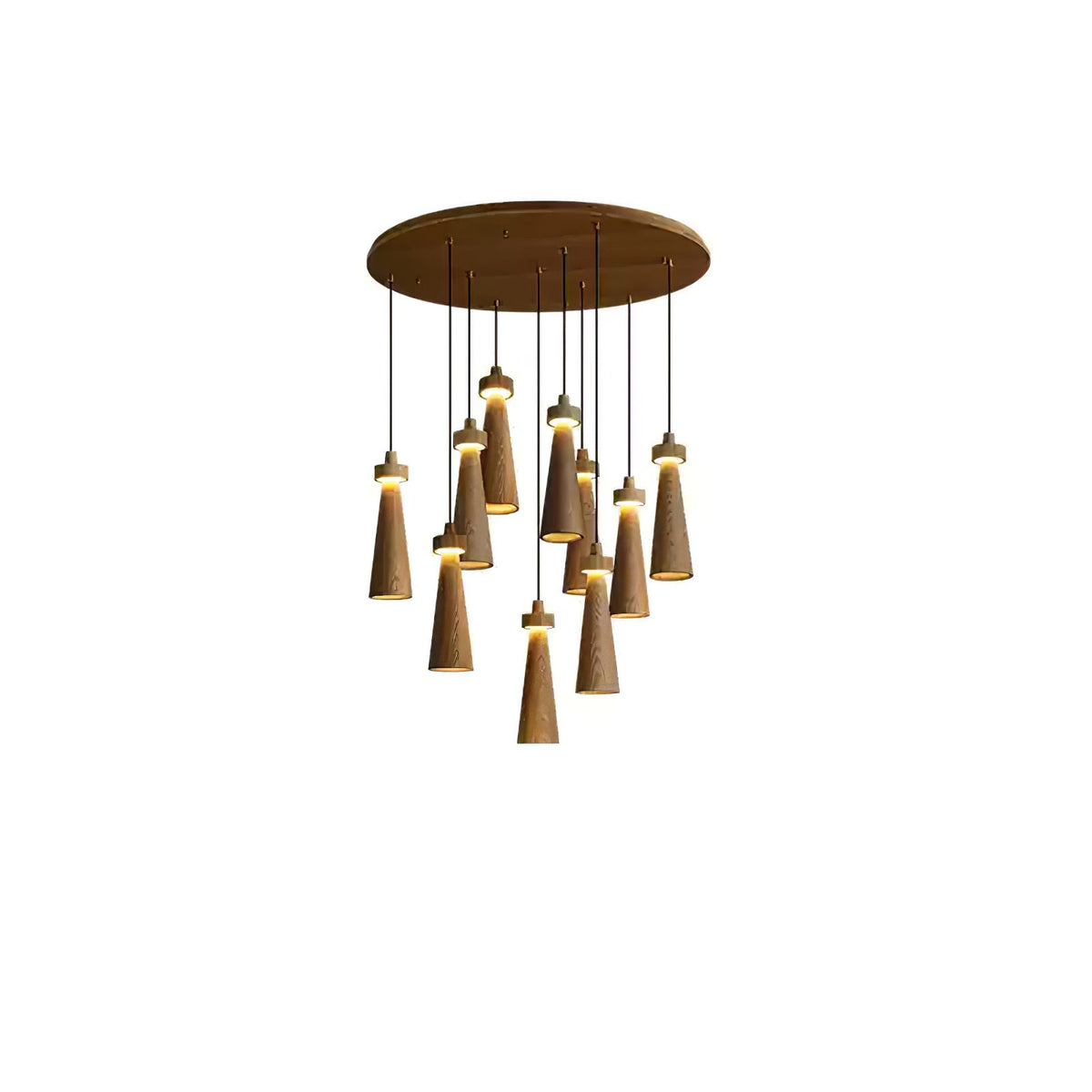 Minimalist Tapered Wood Pendant Light — Integrated LED, 9cm Diameter