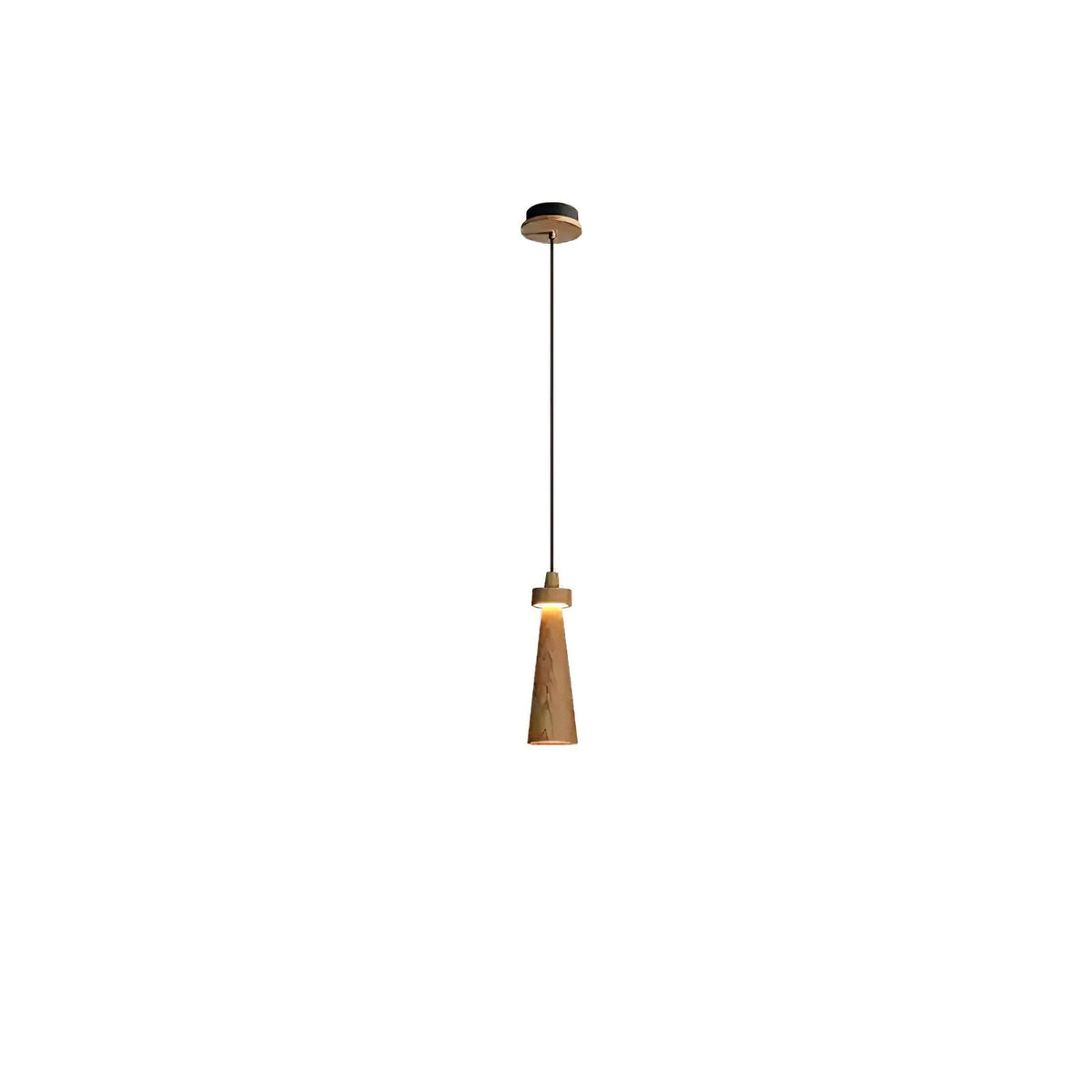 Minimalist Tapered Wood Pendant Light — Integrated LED, 9cm Diameter