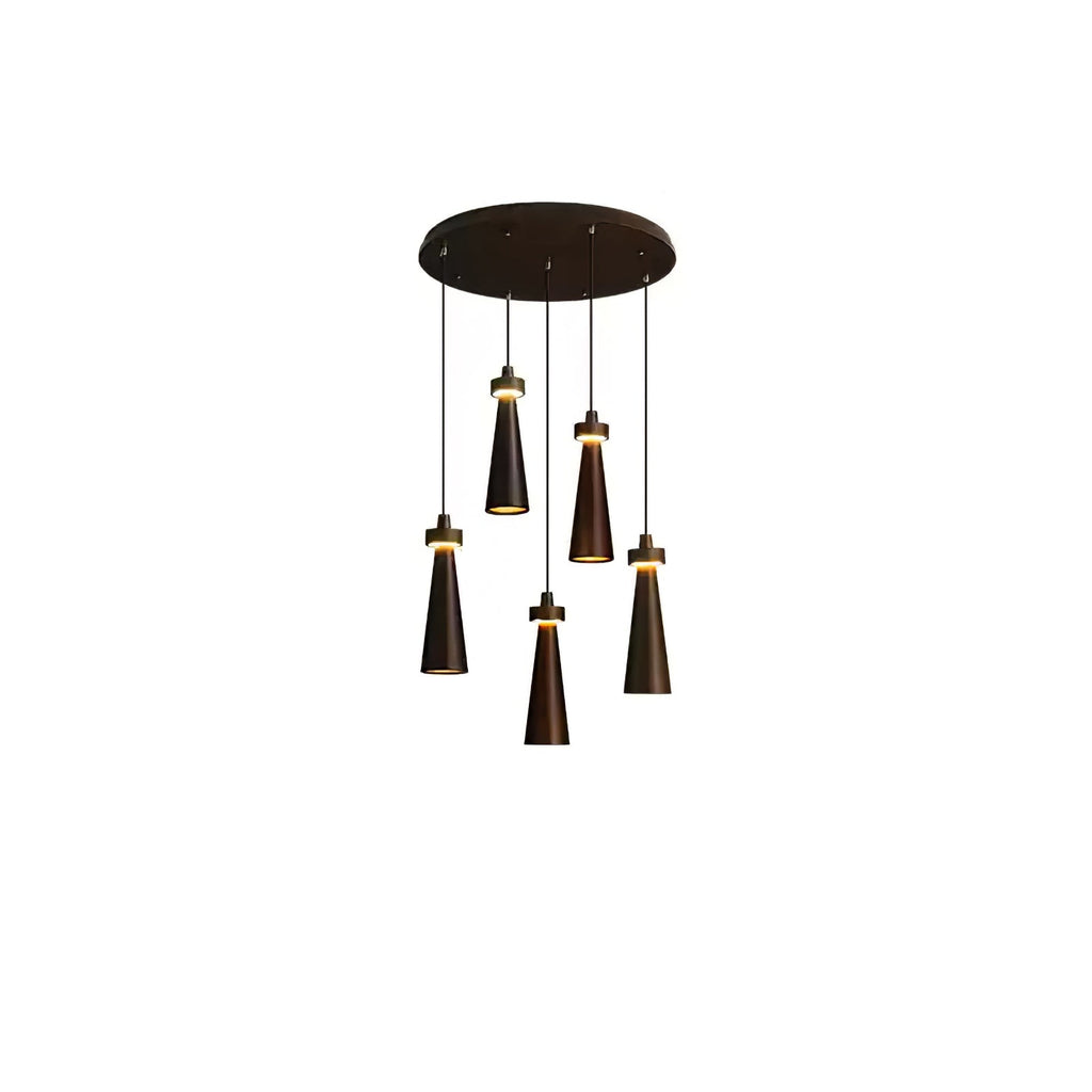 Minimalist Tapered Wood Pendant Light — Integrated LED, 9cm Diameter