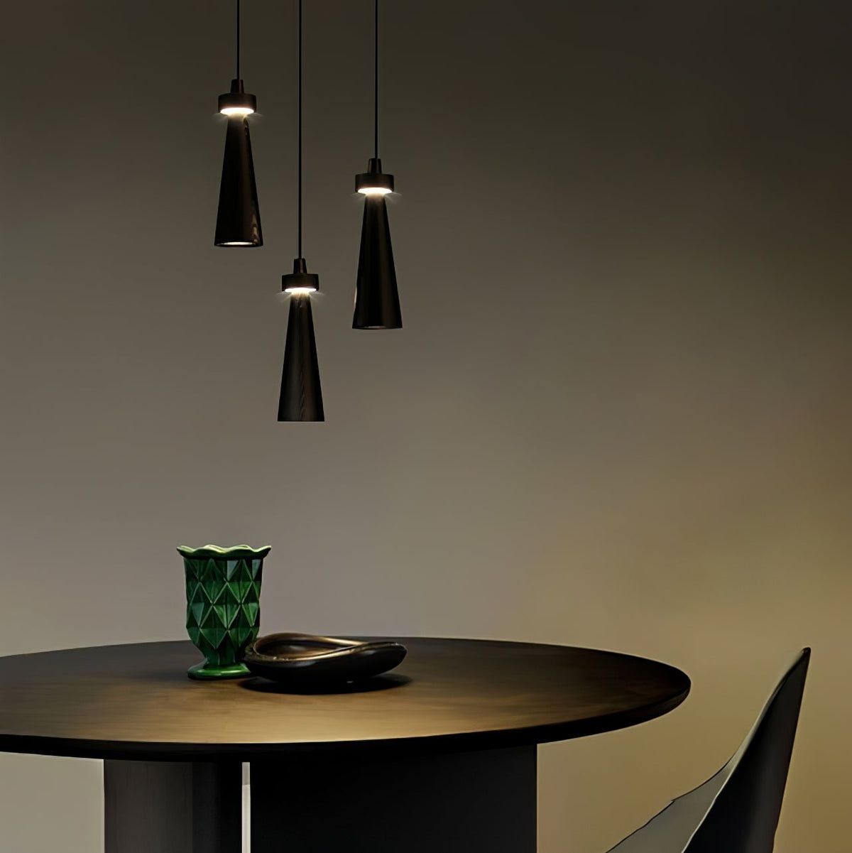 Minimalist Tapered Wood Pendant Light — Integrated LED, 9cm Diameter