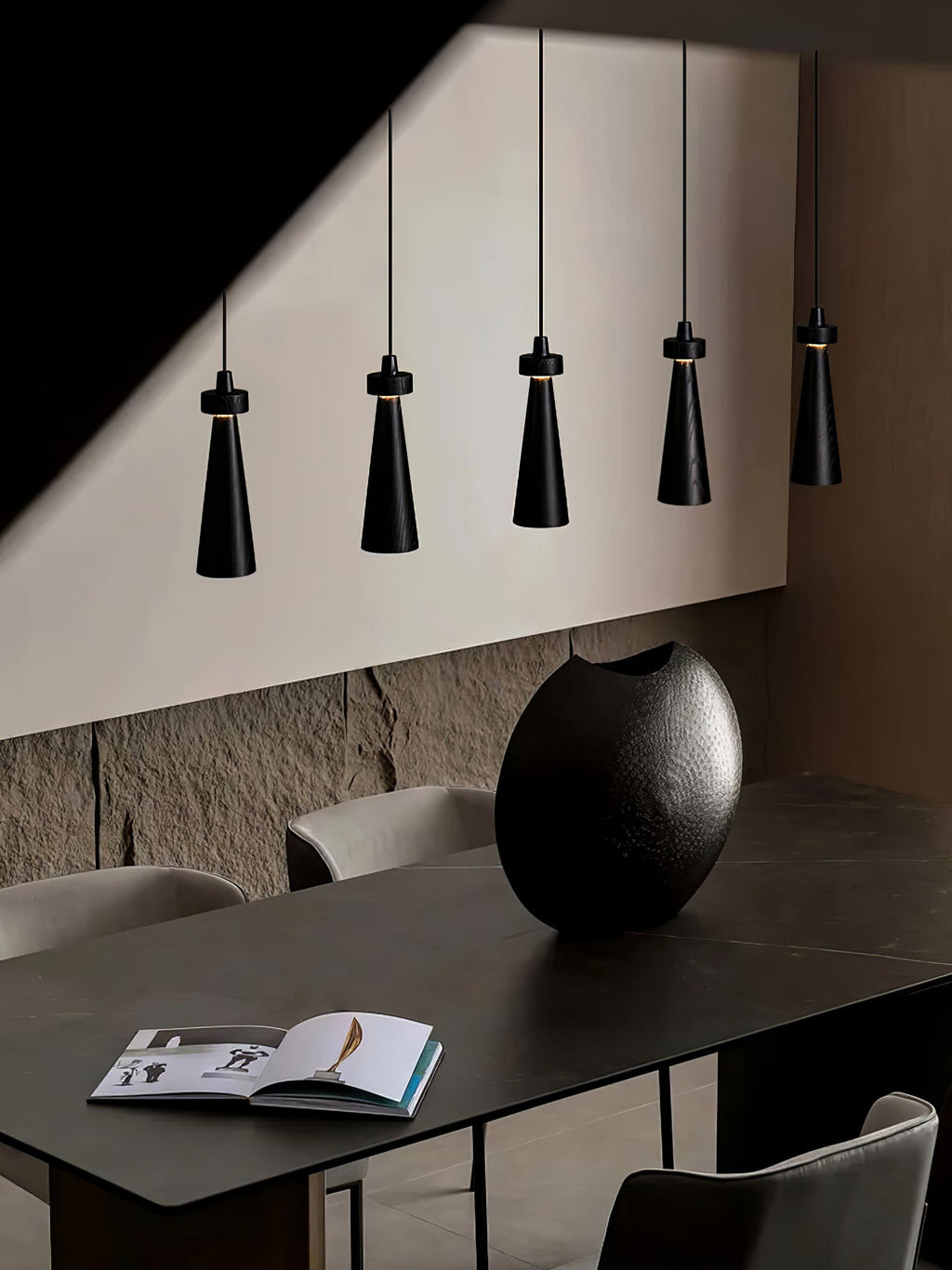 Minimalist Tapered Wood Pendant Light — Integrated LED, 9cm Diameter