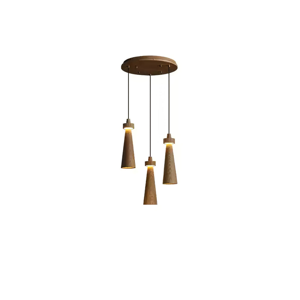 Minimalist Tapered Wood Pendant Light — Integrated LED, 9cm Diameter