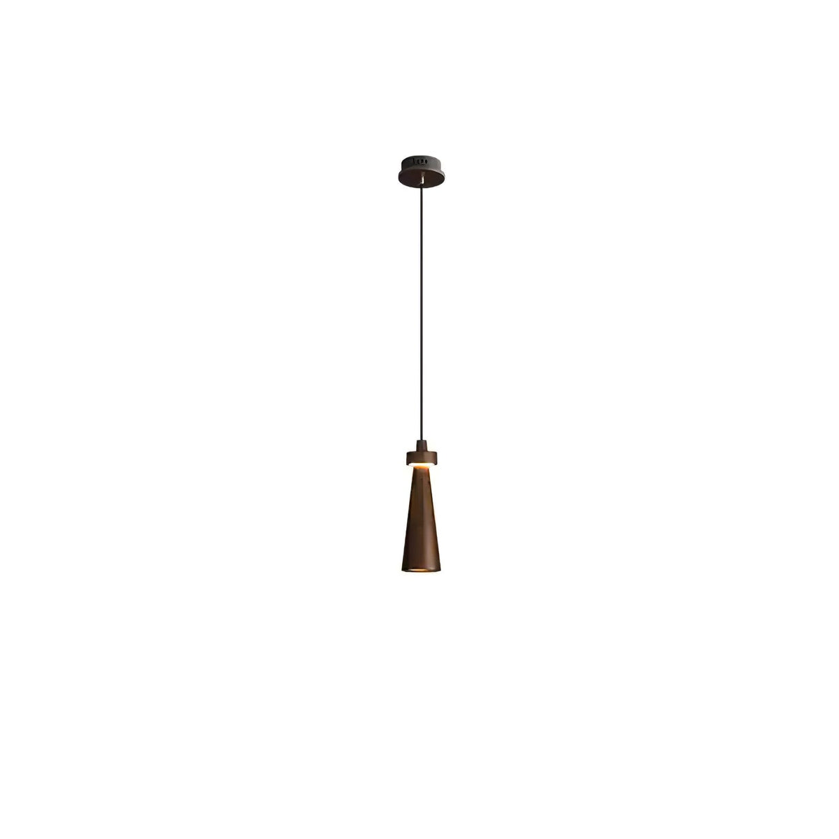 Minimalist Tapered Wood Pendant Light — Integrated LED, 9cm Diameter