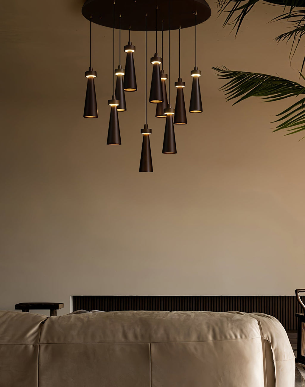 Minimalist Tapered Wood Pendant Light — Integrated LED, 9cm Diameter