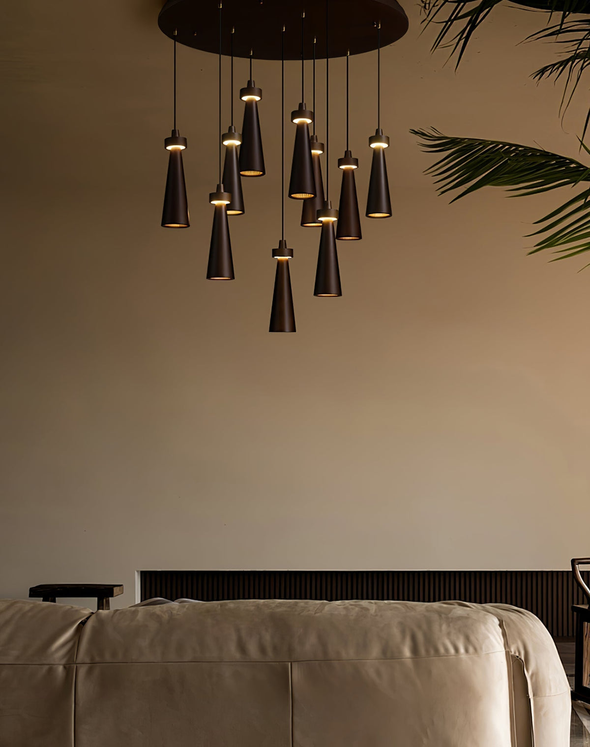 Minimalist Tapered Wood Pendant Light — Integrated LED, 9cm Diameter