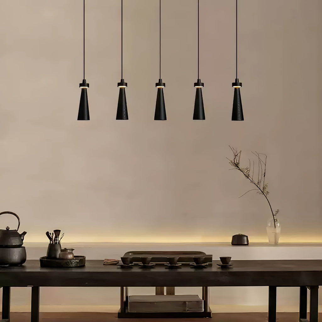 Minimalist Tapered Wood Pendant Light — Integrated LED, 9cm Diameter