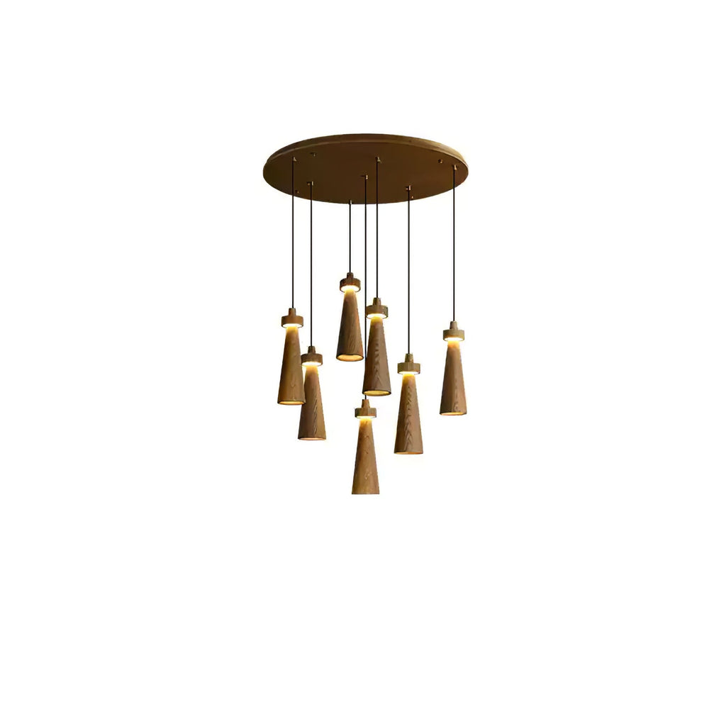 Minimalist Tapered Wood Pendant Light — Integrated LED, 9cm Diameter