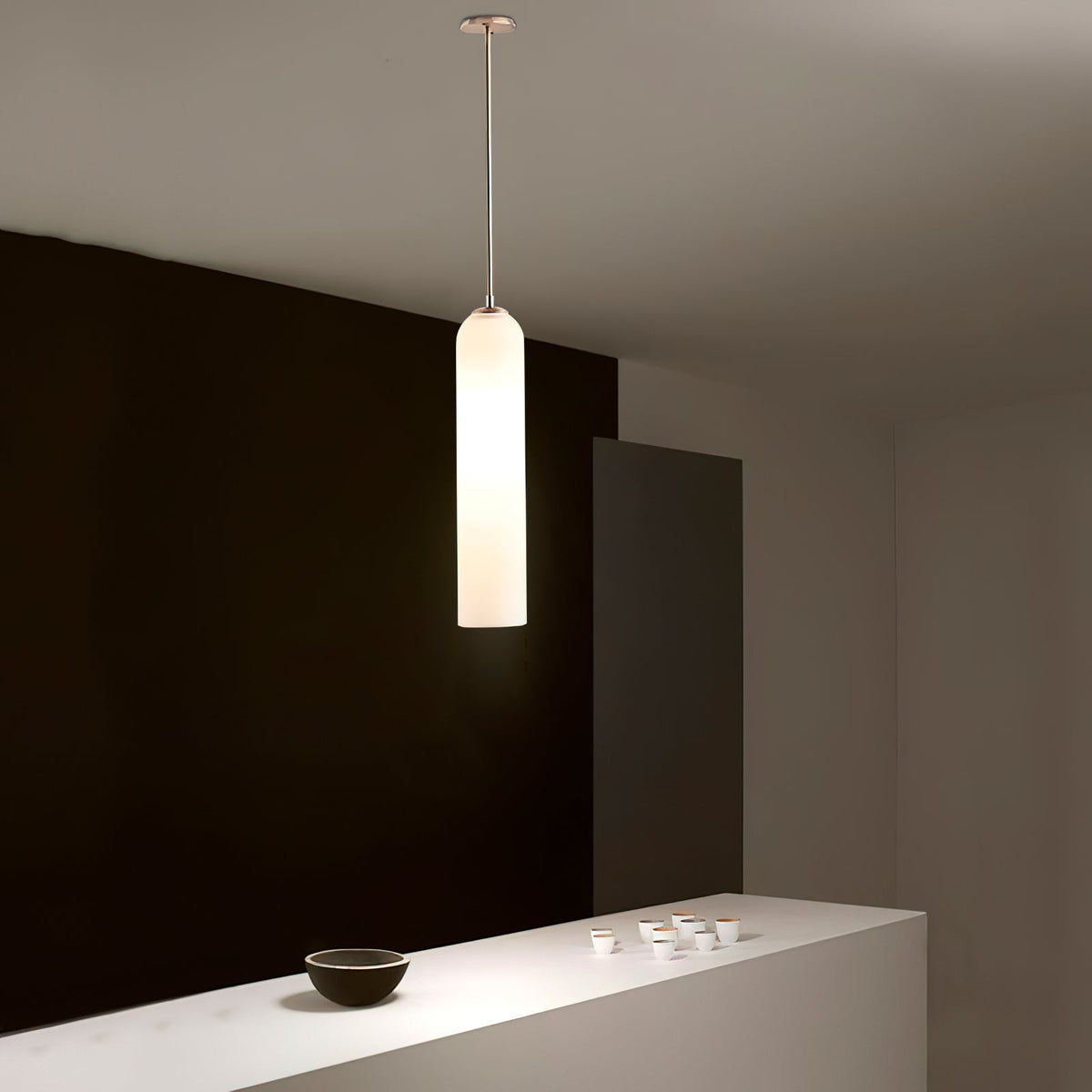 Mundgeblasene zylindrische Glas-Pendelleuchte