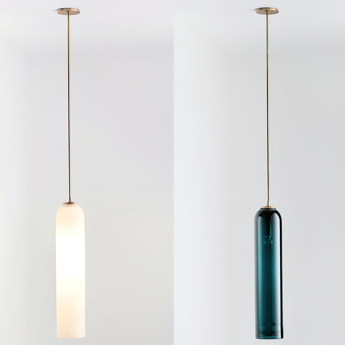 Mundgeblasene zylindrische Glas-Pendelleuchte