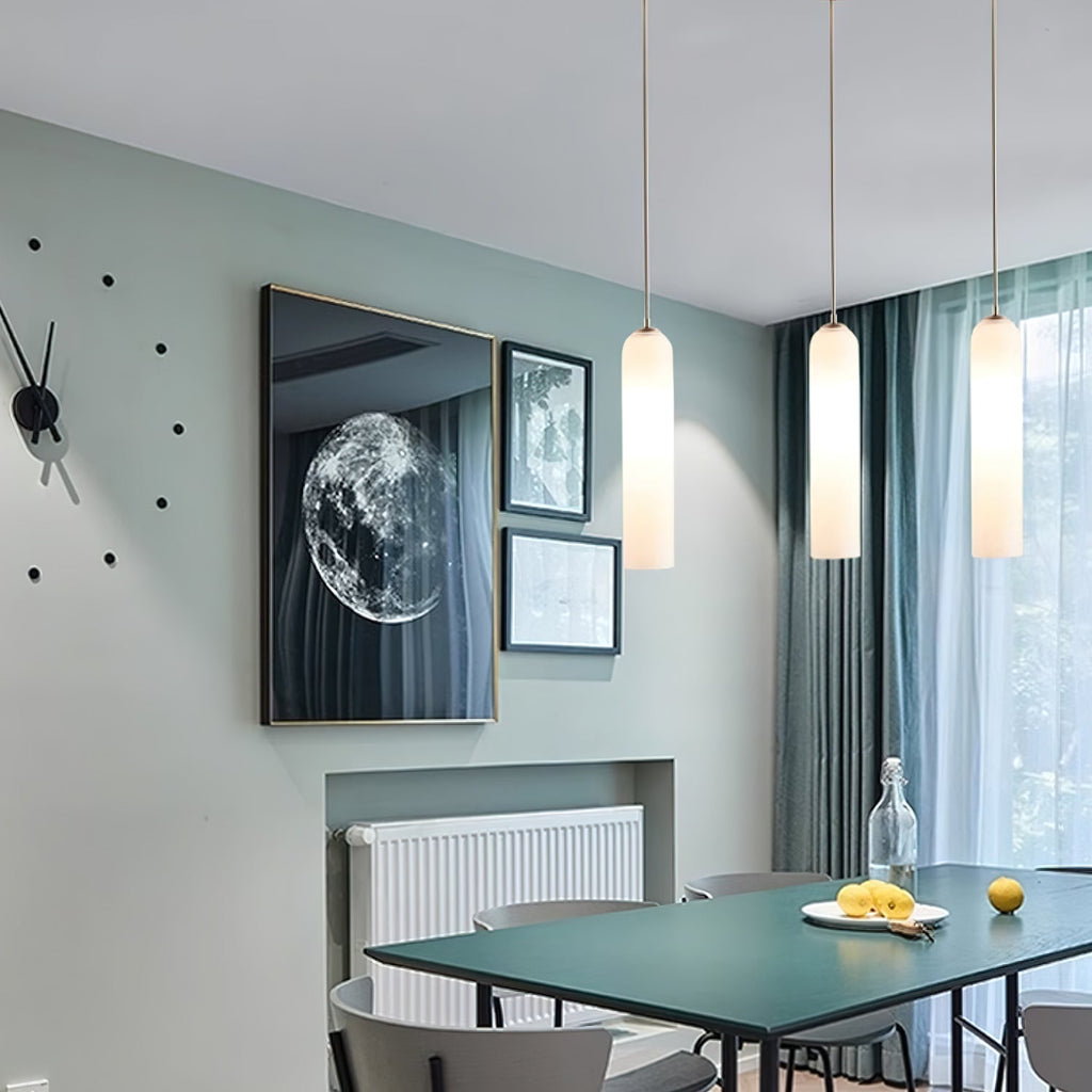 Mundgeblasene zylindrische Glas-Pendelleuchte