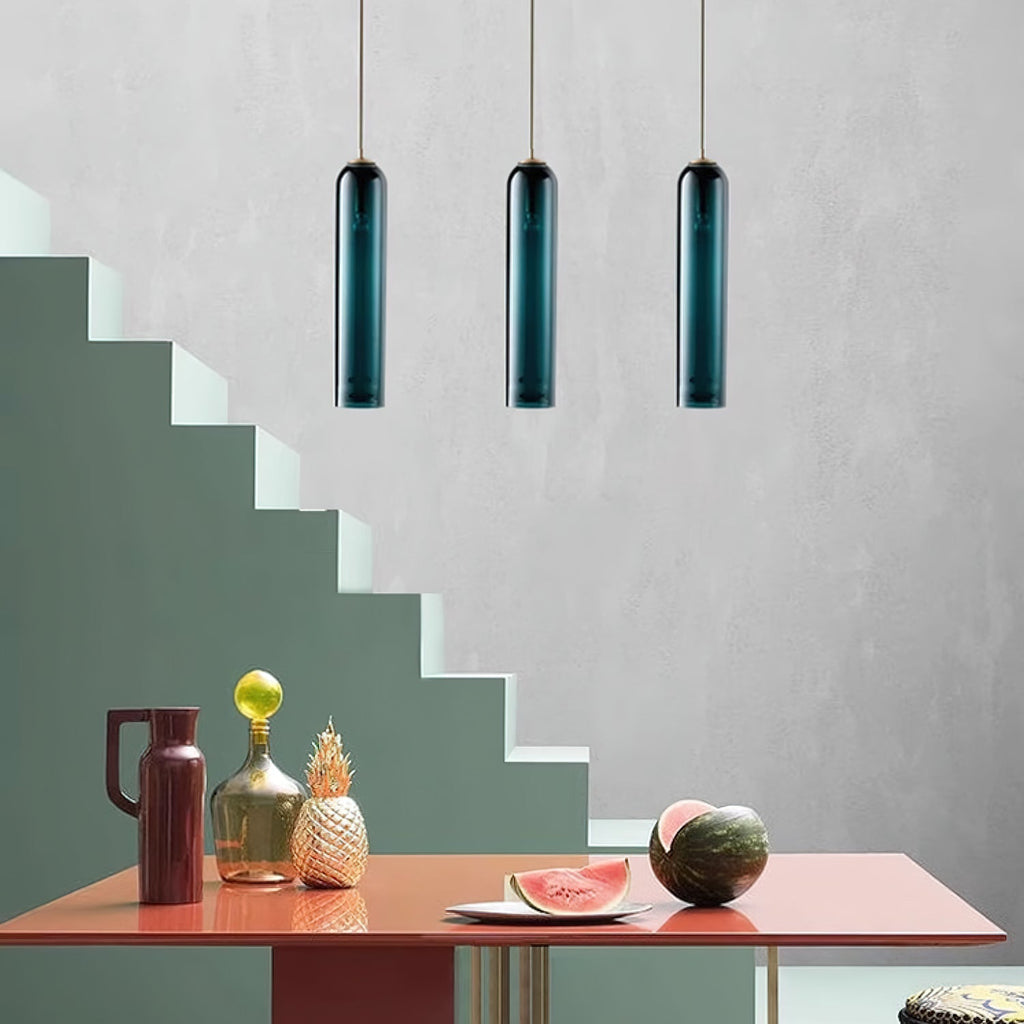 Mundgeblasene zylindrische Glas-Pendelleuchte