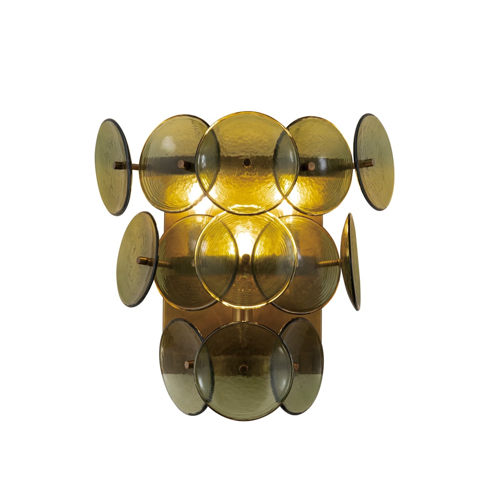 Aurora vägglampa - vintagefärgad skiva i pressat bärnstensglas