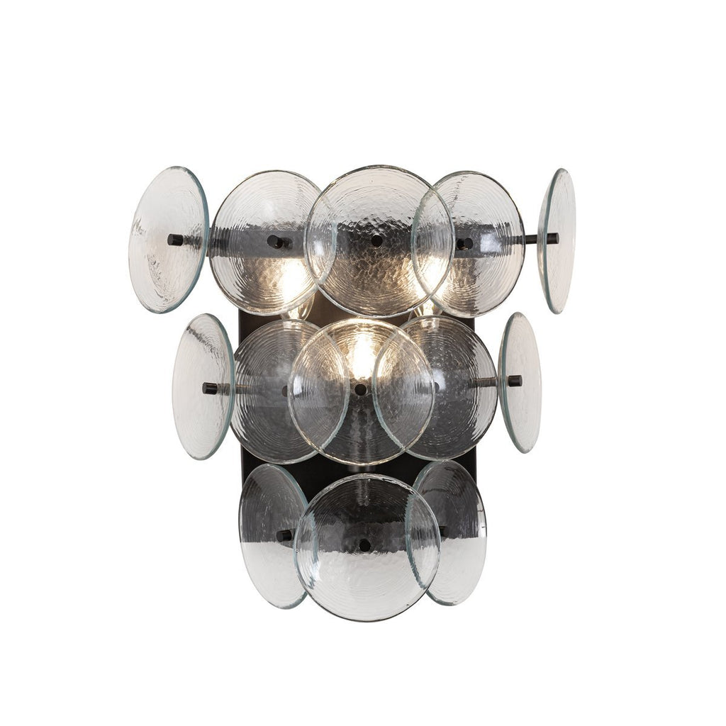 Aurora vägglampa - vintagefärgad skiva i pressat bärnstensglas