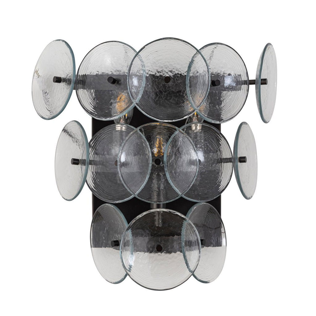 Aurora vägglampa - vintagefärgad skiva i pressat bärnstensglas