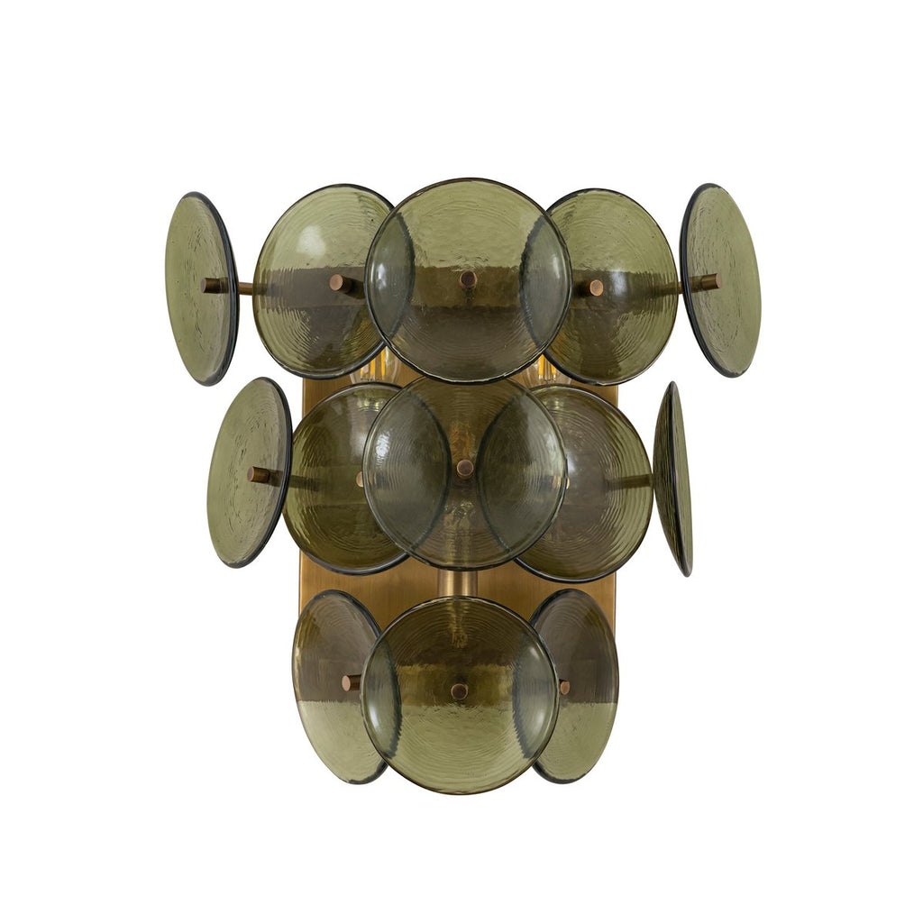 Aurora vägglampa - vintagefärgad skiva i pressat bärnstensglas