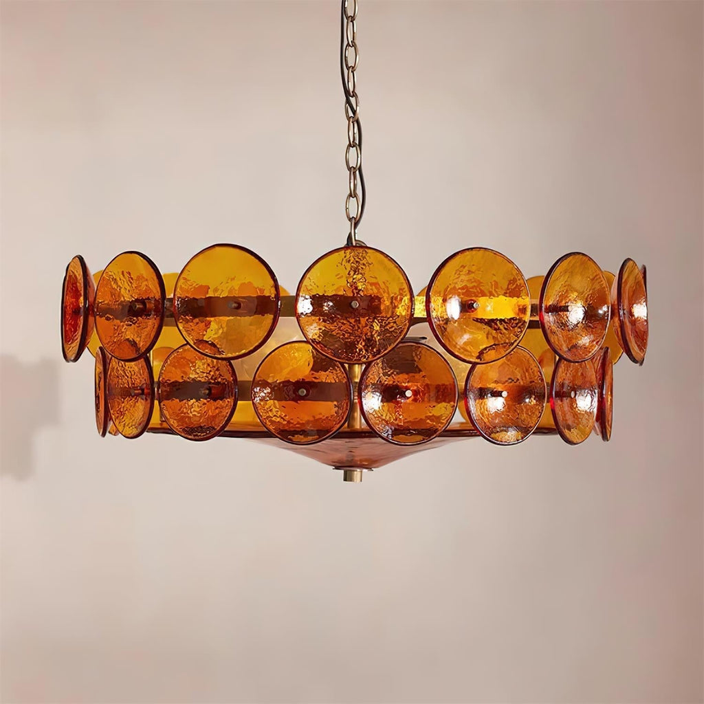 Ventilo takpendel med bärnstensfärgat glas - E14-sockel, 19.7" nedhängande kedja, flera storlekar
