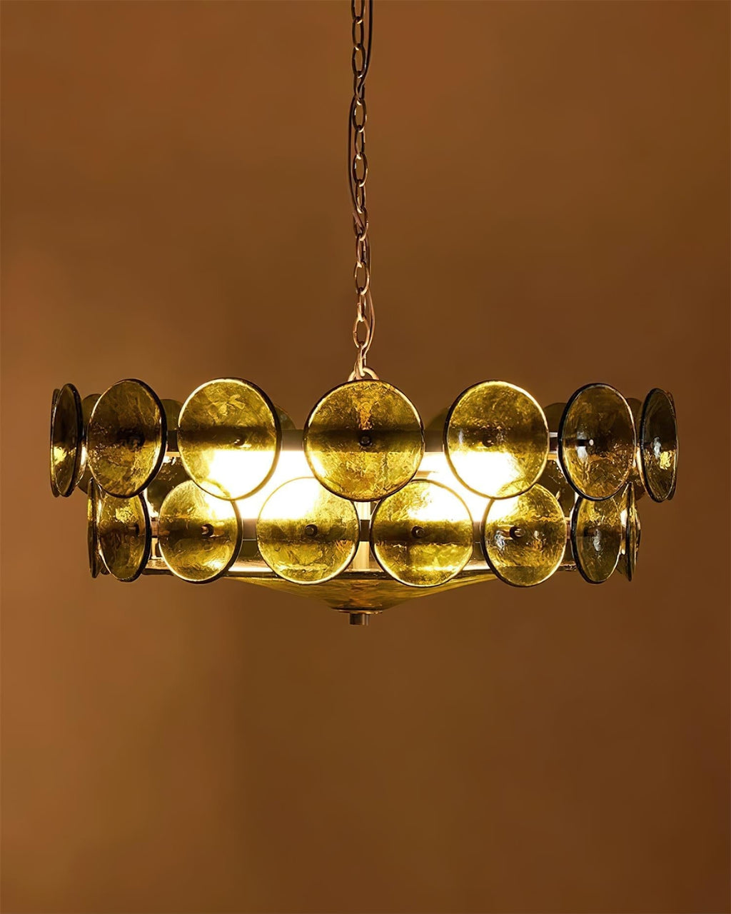 Ventilo takpendel med bärnstensfärgat glas - E14-sockel, 19.7" nedhängande kedja, flera storlekar