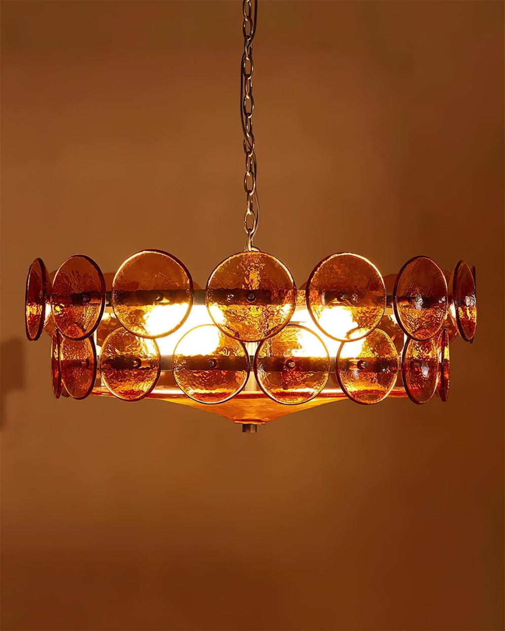 Ventilo takpendel med bärnstensfärgat glas - E14-sockel, 19.7" nedhängande kedja, flera storlekar