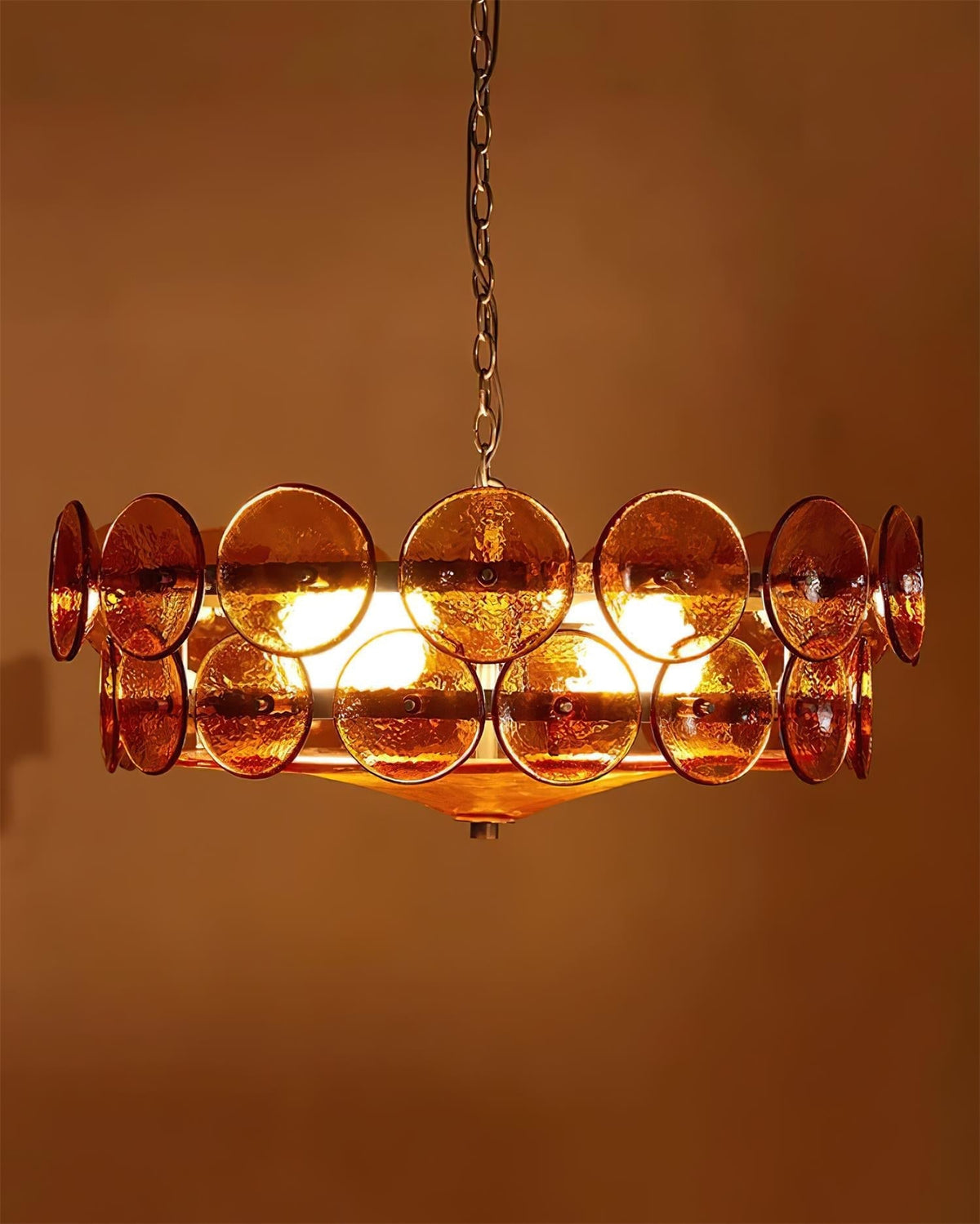 Ventilo takpendel med bärnstensfärgat glas - E14-sockel, 19.7" nedhängande kedja, flera storlekar
