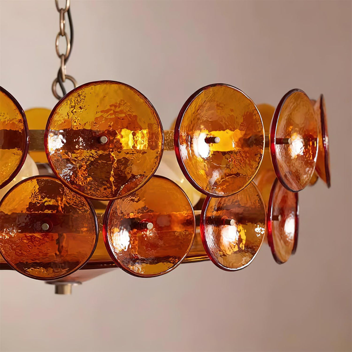 Ventilo takpendel med bärnstensfärgat glas - E14-sockel, 19.7" nedhängande kedja, flera storlekar